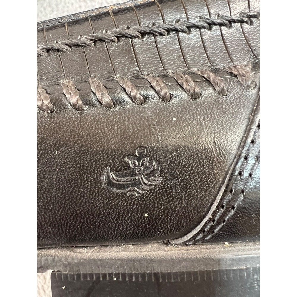 G. H. Bass & Co Penny Loafers Mens 11.5M Black Woven Leather Vtg Made in Brazil - Picture 9 of 11